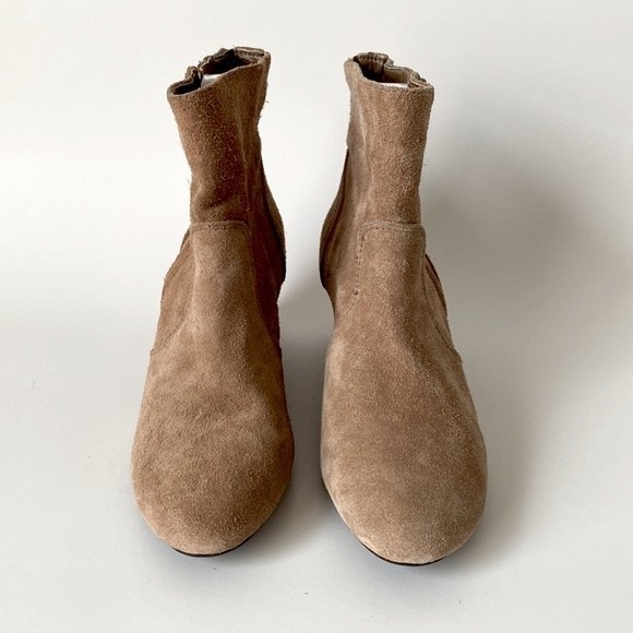 Antonio Melani Tan Suede Leather Wedge Bootie Womens size 7 Zipper Closure - Picture 5 of 16
